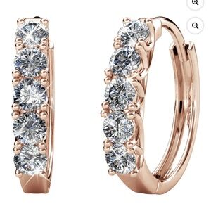 Rose Gold Crystal Hoop Earrings